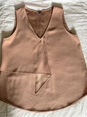 Chelsea Studio Sleeveless Blouse Women V-Neck Tan Asymmetrical Layered Top M.